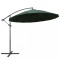 Gossi umbrela de soare suspendata, verde, 3 m, stalp de aluminiu