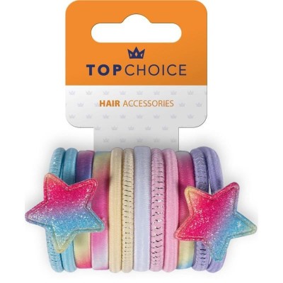 Set 12 elastice de par &amp;quot;Rainbow &amp;amp; Stars&amp;quot;, Top Choice TC26393 foto