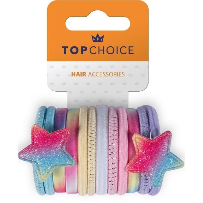 Set 12 elastice de par &quot;Rainbow &amp; Stars&quot;, Top Choice TC26393