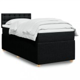 VidaXL Pat box spring cu saltea, negru, 80x200 cm, textil