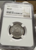 10 Lei 1991 Romania, NGC MS67, grad foarte bun