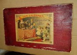 G648-I-Raritate- Cutie ZAUBERGER- Joc vechi anii 1900 din lemn, cutia lemn foto sistem litografic.
