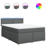 Cumpara ieftin Pat box spring cu saltea, gri inchis, 140x200 cm, textil