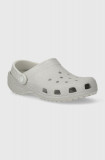 Crocs papuci Classic Glitter Clog femei, culoarea argintiu, 205942