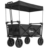 Outsunny Cărucior Pliabil de Exterior cu Copertină Detașabilă, Rezistent pentru Grădină și Camping, cu Maner Telescopic | Aosom Romania
