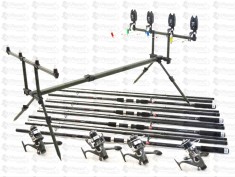 Kit 4 Lansete Fino Carp 3,9m cu 4 Mulin KDL 6000 9 Rulm. baitrunner si rod pod foto