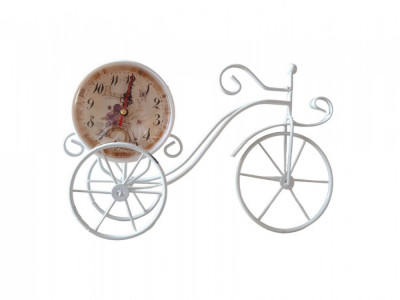 Ceas decorativ, Bicicleta, Alb, 32 cm, 875DL foto