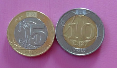 Lot monede Moldova 5 lei +10 lei 2018 unc foto