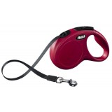 Lesa Flexi Classic, cu banda, marimea S, 5m/15kg, Rosu