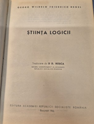 Stiinta logicii Georg W. F. Hegel foto