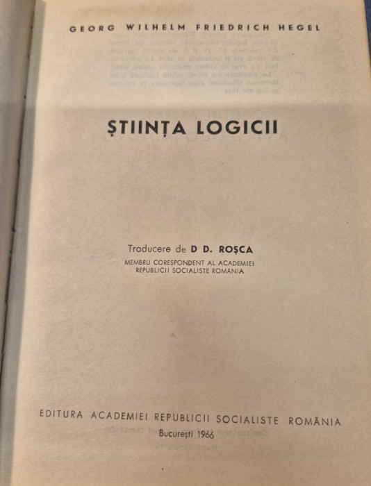 Stiinta logicii Georg W. F. Hegel