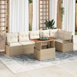 VidaXL Set de masă pentru grădină 7 pcs Bej, crem 100 x 55 x 73 cm