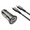 Incarcator Auto Cu Cablu Lightning Borofone BZ26B Discovery, 45W, 3A, 2 x USB-C, Negru, Apple