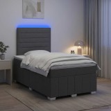 Cumpara ieftin Pat cu arcuri LED si saltea Gri inchis 120 x 190 cm Tesatura