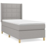 Cumpara ieftin Pat continental cu saltea, gri deschis, 80x200 cm, textil