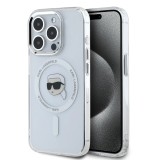 Husa iPhone 16 Pro Max Karl Lagerfeld IML MagSafe, Karl`s Head, alb, KLHMP16XHLSKIH