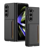 Husa telefon compatibil samsung galaxy z fold 5, wallet premium, sustine card, negru carbon