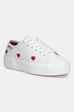 Superga teniși PLATFORM HEARTS VEGAN MAT femei, culoarea alb, S8137HW