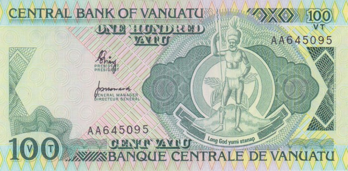 Bancnota Vanuatu 100 Vatu (1982) - P1 UNC ( vezi descriere )