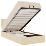Cumpara ieftin Cadru de pat otoman cu saltea crem 90x190cm stofa