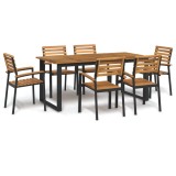 Cumpara ieftin Set mobilier de grădină, 7 piese, lemn masiv de acacia și metal