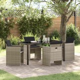 vidaXL Set de masă pentru grădină 5 pcs Gri deschis Rattan poli