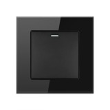 Intrerupator Cap Scara Cu Panou din Sticla Securizata Techstar&reg; TGS 01, 220V, 16A, 86 x 86 mm, Negru, cu 1 Modul