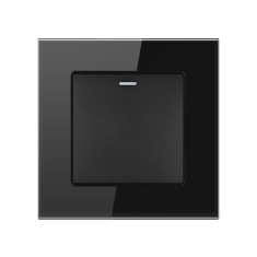 Intrerupator Cap Scara Cu Panou din Sticla Securizata Techstar&reg; TGS 01, 220V, 16A, 86 x 86 mm, Negru, cu 1 Modul