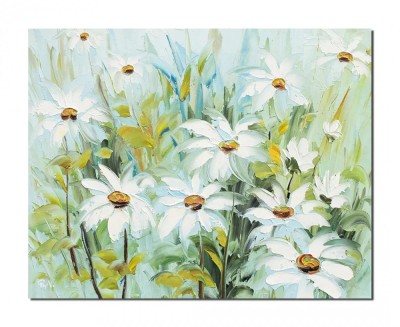 Tablou pictat manual hol, birou, living, Margarete in camp, 50x40cm ulei pe panza in cutit efect 3D foto