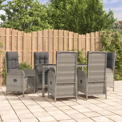 vidaXL Set mobilier de grădină cu perne, 7 piese, gri, poliratan 3185026 foto