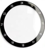 Geam Mineral Plat 30.5/31 mm &ndash; Chenar Negru cu Cifre Albe (Scară 24H) &ndash; Pentru