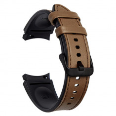 Curea Hybrid Leather, compatibila Samsung Galaxy Watch 4 Classic, 42mm, VD Very Dream®, Quick Release, Walnut Brown