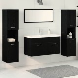 Set mobilă baie 5 piese Stejar negru Lemn prelucrat