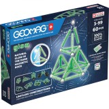 Joc magnetic de constructie, Geomag, Glow recycled, 60 piese