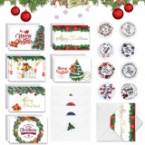 Set de 12 felicitari pentru Craciun cu plicuri si stickere Sunshine, hartie, multicolor, 15 x 10 cm