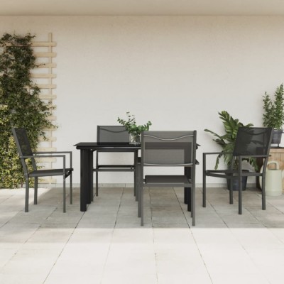 vidaXL Set mobilier de grădină, 5 piese, negru, oțel și textilenă foto