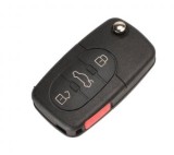 Set 2 bucati - Carcasa cheie Topautochei&amp;#174; compatibila cu Audi A4 A6 A8 TT Quattro S4 S6 S8 Q7 4 butoane, suport pentru baterie TIP CR1616