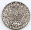 Olanda 10 Cents 1937 - Wilhelmina, Argint 1.4 g/640, 15 mm KM-163 (1), Europa