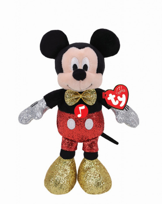 Plus ty 25cm beanie babies disney mickey cu sclipici si sunete