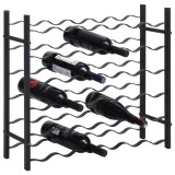 vidaXL Suport sticle de vin pentru 36 de sticle, negru, fier