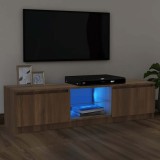 Comodă TV cu lumini LED, stejar maro, 120x30x36 cm