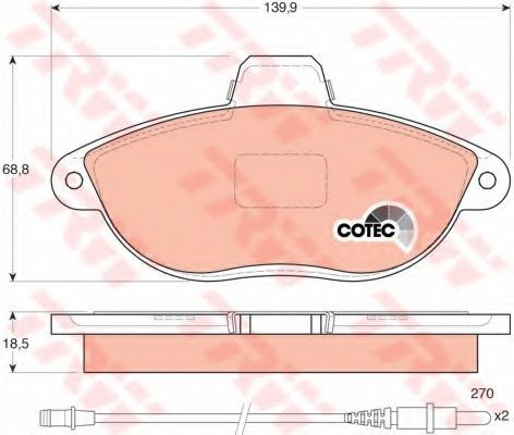 Set placute frana,frana disc PEUGEOT 806 (221) (1994 - 2002) TRW GDB1216
