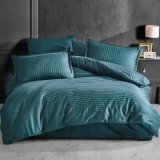 LENJERIE DE PAT BUMBAC 100 % CU HUSA PENTRU SALTEA DE 140X200, 160 X 200 SAU 180 X 200-TURKOAZ - 180x200