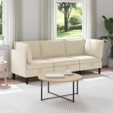 vidaXL Set de mobilier pentru living 3 pcs Crem Țesătură 3413778