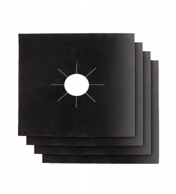 Set 4 x Folie de Protectie Reutilizabila, Compatibilitate Universala, pentru Plita si Aragaz, 27cm, Negru, foto