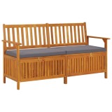 vidaXL Bancă de depozitare cu pernă, 148 cm, lemn masiv de acacia