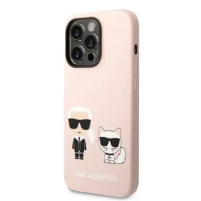 Husa Karl Lagerfeld MagSafe Liquid Silicone Karl and Choupette pro iPhone 14 Pro Pink foto