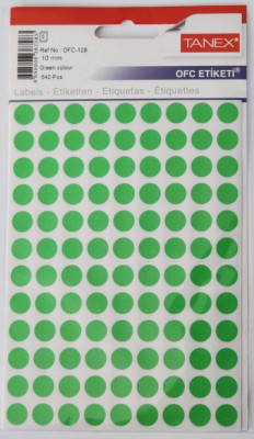 Etichete Autoadezive Color, D10 Mm, 540 Buc/set, Tanex - Verde foto