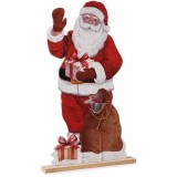 Figurina Mos Craciun lemn textil multicolor cm 30,5 x 4 x 51 H
