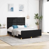Cumpara ieftin Cadru de pat cu perna cu headboard Negru 160 x 200 cm tesatura